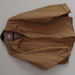 Vintage Carhartt Mens Size 3xl snap button Flannel Lined Canvas Shirt Jacket